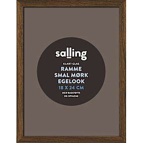 Ramme i mørk egetræslook m. glas - 18x24 cm