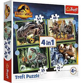 Jurassic World puslespil - 35, 48, 54 og 70 brikker