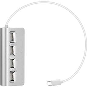 USB-C hub til USB-A 2.0 - sølvfarvet
