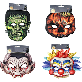 Halloween halvmaske - flere varianter - assorteret