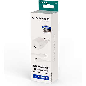 Vivanco hurtigoplader 25 W og kabel 1,2m - hvid