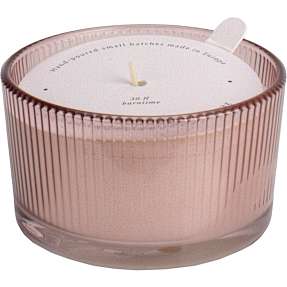 Lys i rillet glas Ø: 9 cm - rosa