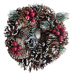 Julekrans med pynt 25 cm - flere varianter - assorteret