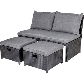 Seattle balkonsæt - sort/grå