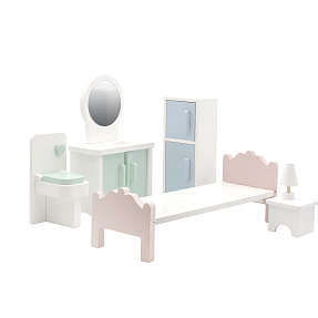 Dukkemøbler soveværelse og toilet 6 stk.