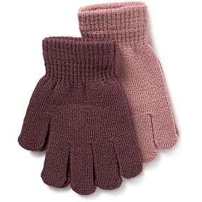 VRS børne 2-pak tryllehandsker str.  onesize - bordeaux/rosa