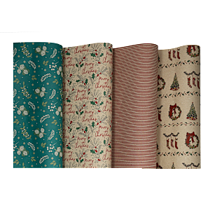Jul gavepapir 70 cm x 10 meter - flere varianter - assorteret