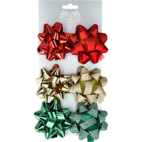 Julefryd stjerner 7 cm 6-pak - multi