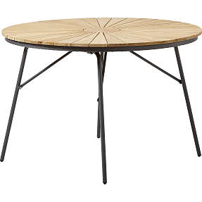 Kerteminde teak havebord Ø110 cm, antracit stel