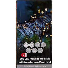 Lyskæde med 200 LED - varm hvid