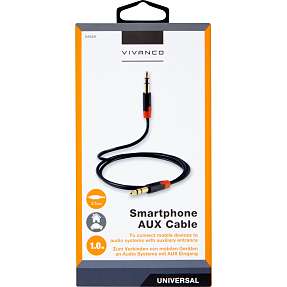 Vivanco fladt lydkabel 3,5mm - guldfarvet/sort