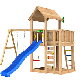 Jungle Gym Mansion 2.1 legetårn inkl. Swing Module og blå rutsjebane