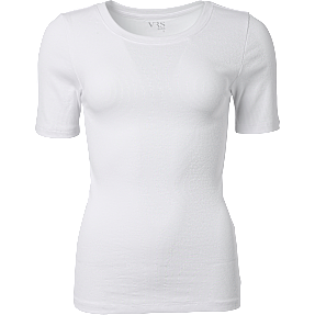 VRS dame rib T-shirt str. S - hvid