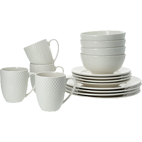 Maja servicesæt i hvidt stentøj - 16 dele