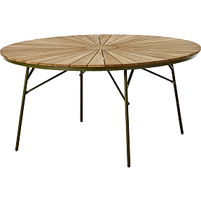 Kerteminde teak havebord Ø150cm, Grønt stel
