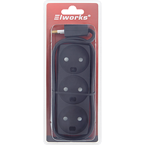 Elworks stikdåse 3 udtag - sort