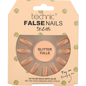 Kunstige negle Stiletto Glitter Tulle