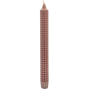 Kronelys 2,2x24 cm - rosa med bordeaux
