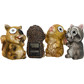 Solcelledyr i polysten - 4 assorterede