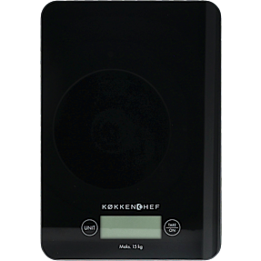 Køkkenchef digital køkkenvægt - sort glas (15 kg)