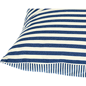 Pyntepude i bomuld - blå og hvid strib