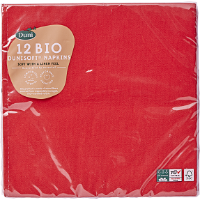 Duni ensfarvede servietter 40x40 cm 12-pak - Rød