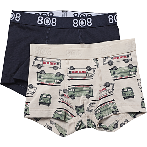 808 2-pak boxershorts str. 8 år - beige/blå