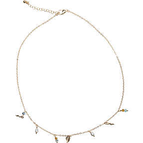 CBYH dame halskæde med perle og pynt - guldfarvet