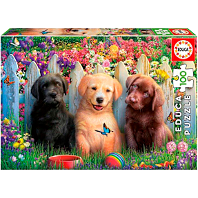 Poserende hvalpe puslespil - 100 brikker