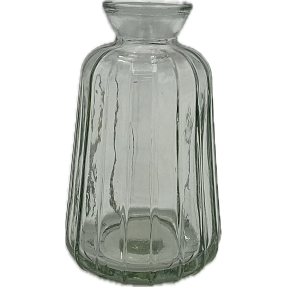Vase med riller 6,8 x 11 cm - klar