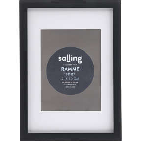 Sort passepartout ramme m. plexiglas - 21x30 cm