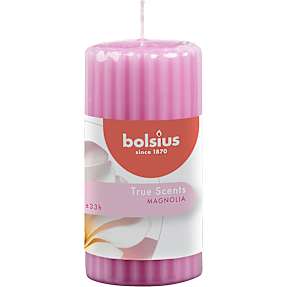 Rillet duftbloklys 6x12 cm - rosa