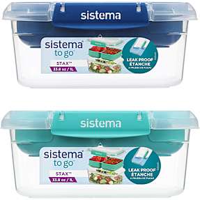 Sistema Stax To Go rektangulær madkasse (1L) - flere varianter - assorteret