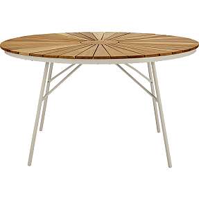 Kerteminde teak havebord Ø130 cm, Sandy grey stel