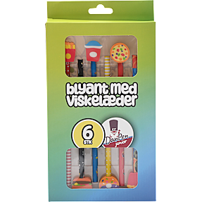 Danpen HB blyanter m. viskelæder 6 stk.