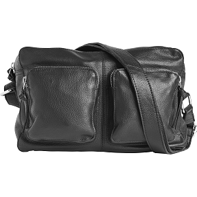 Skindtaske med to front lommer - sort