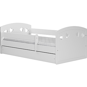 Rosa juniorseng med hjertemotiv - 80x180 cm