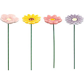 Keramikblomst på pind 28 cm - flere varianter - assorteret