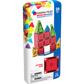 Magna-Tiles micromags i metal-rejseæske - 26 dele
