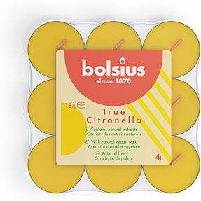 Bolsius fyrfadslys med citronelladuft 18-pak - gul