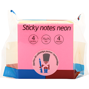 Danpen post it 4 pak - gul/pink/grøn/orange