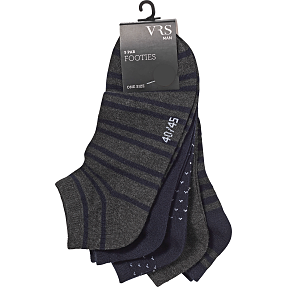 VRS herre 5-pak footies str. onesize - multifarvet