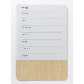 NAGA Ugetavle i Glas Magnetisk 40x60 - Egefiner og hvid