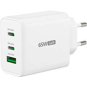 J5 USB-C og USB-A GaN oplader 65 W - hvid