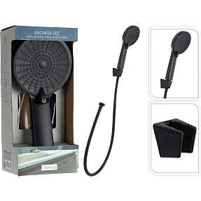 Brusehoved sæt Ø: 110 mm 3 funktioner - mat sort