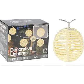 Ellie Solar lyskæde med rattan kugler