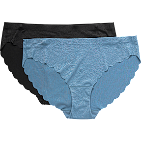 VRS dame 2-pak tai trusser str. S - sort/blå