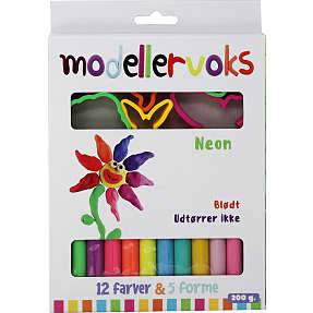 Nara modellervoks 12 stk - neon farver