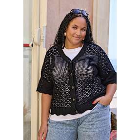 VRS dame strikket cardigan str. 50 - sort