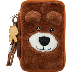 Danpen penalhus med indhold - plysset bamse